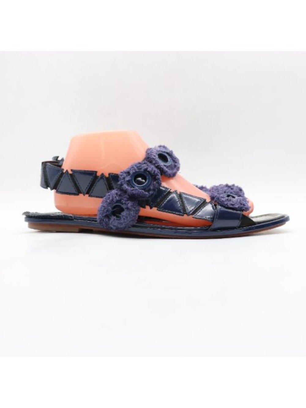 Tory Burch Freya Eyelet Fringe Patent Leather Women's Size 10.5 M Purple Blue